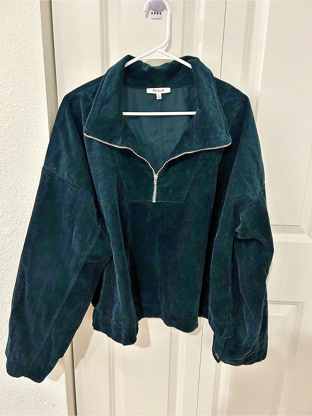 Madewell Corduroy Half-Zip Pullover Jacket Black XL